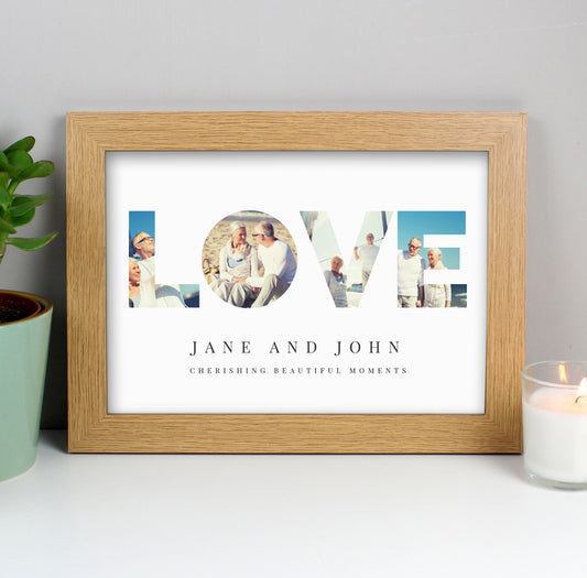 Personalised LOVE Photo Upload Oak A4 Framed Print