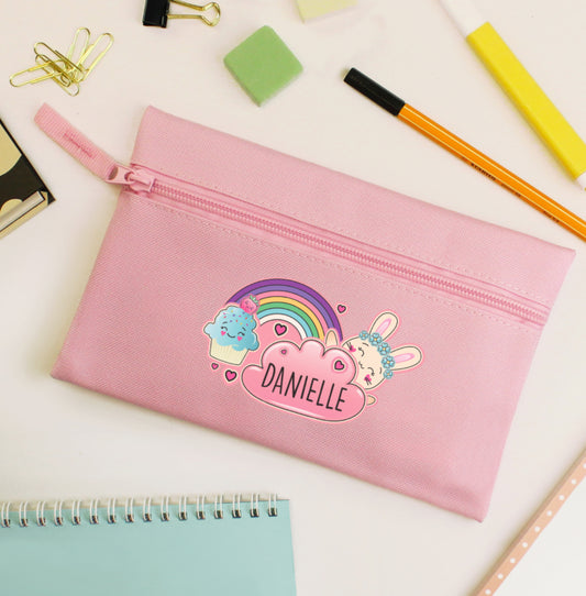 Personalised Cute Bunny Pink Pencil Case