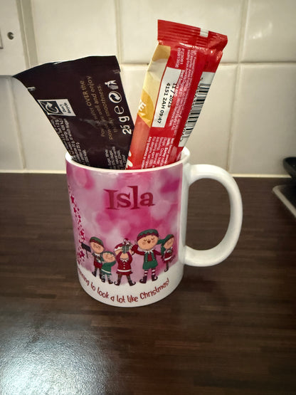 Personalised Candy Cane Mugs With White Malteasers and White Galaxy Hot Chocolate