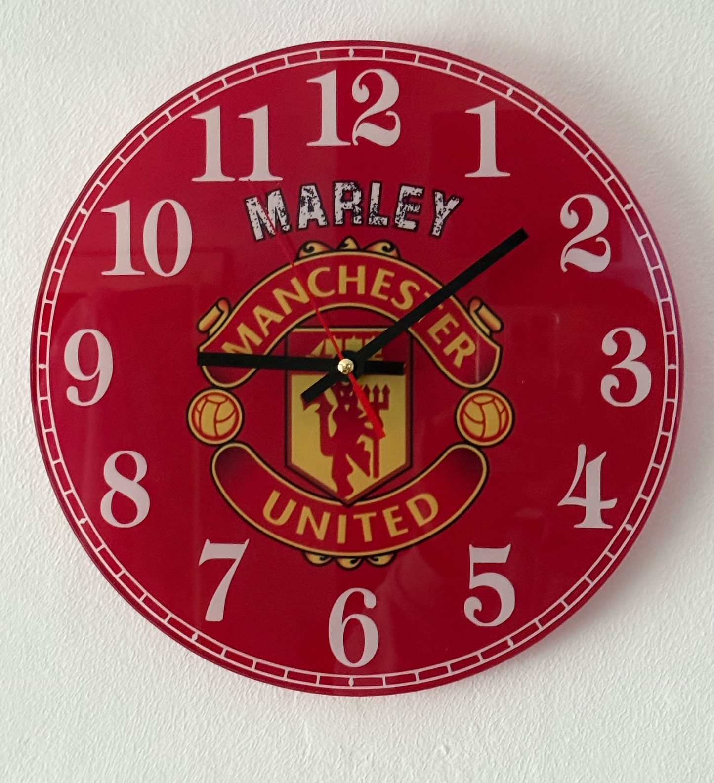 Personalised Manchester United Glass Clock