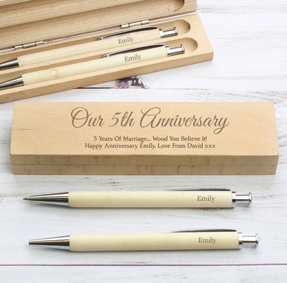 Personalised Any Message Wooden Pen & Pencil Box Set