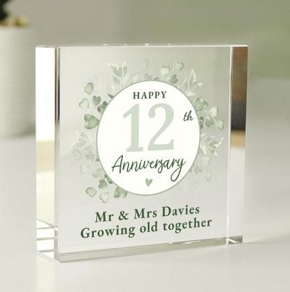 Personalised Botanical Anniversary Crystal Token