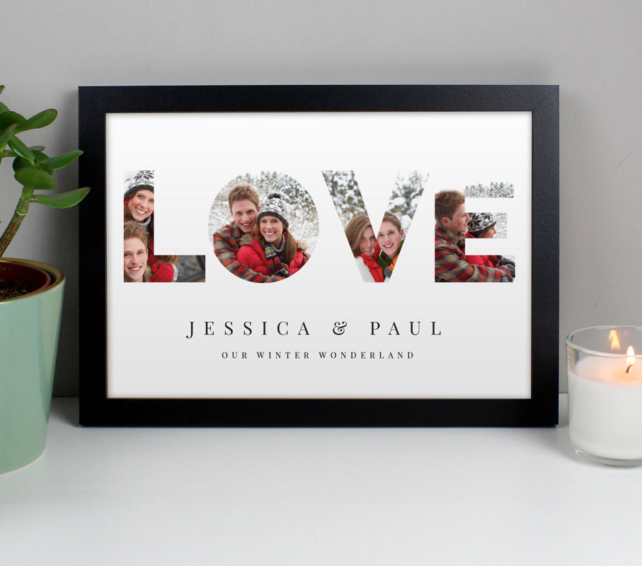 Personalised LOVE Photo Upload Black A4 Framed Print