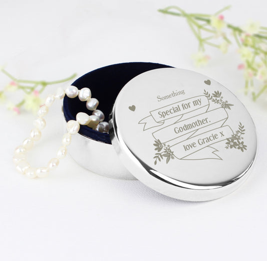 Personalised Garden Bloom Round Trinket Box