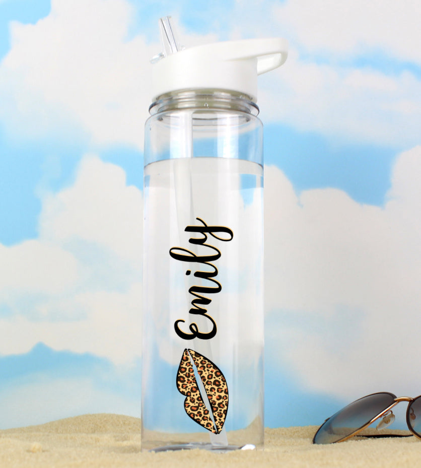 Personalised Leopard Lips Water Bottle