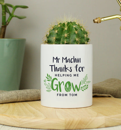 Personalised Thanks For Helping Me Grow Ceramic Storage Pot