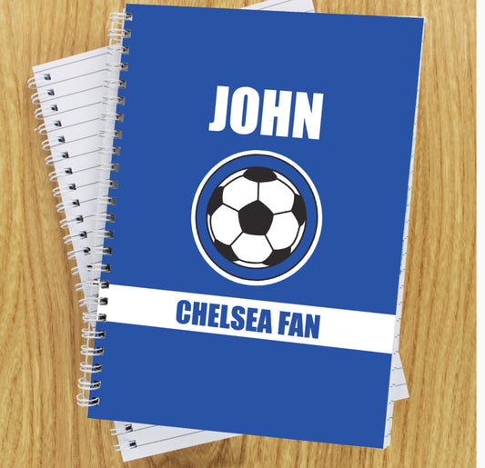 Personalised Dark Blue Football Fan A5 Notebook