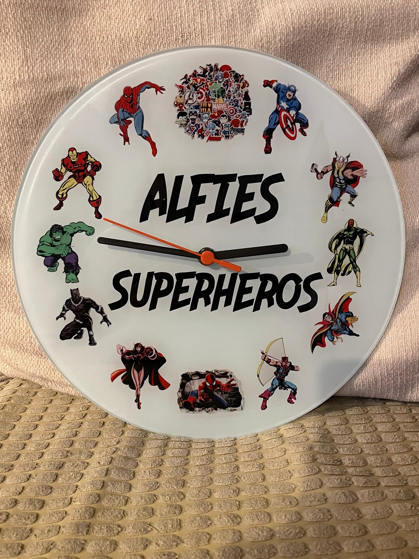 Personalised Superhero’s 30cm Glass Clock