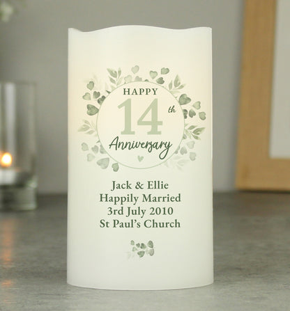 Personalised Botanical Anniversary LED Candle