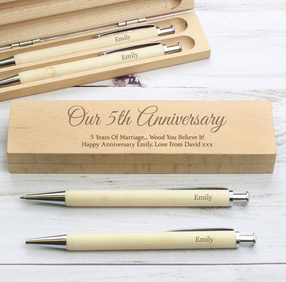 Personalised Any Message Wooden Pen & Pencil Box Set