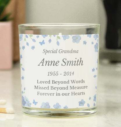 Personalised Memorial Forget Me Not Candle Jar