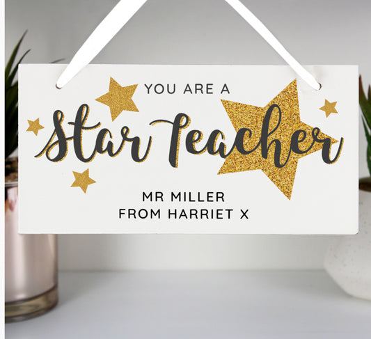 Personalised You Are A Star Teacher Wooden Sign