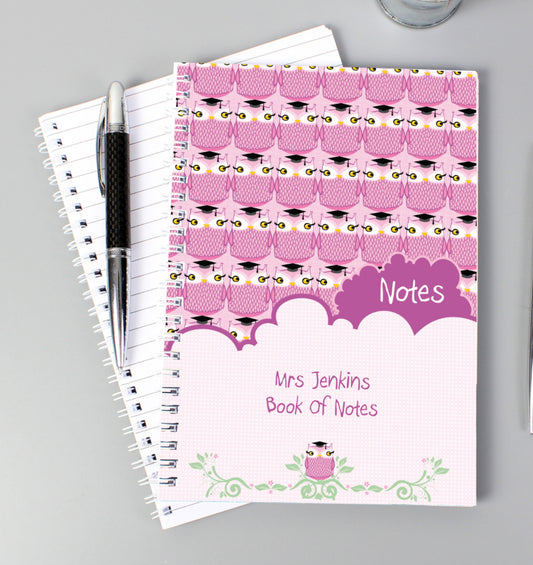 Personalised Miss Owl Teacher A5 Notebook