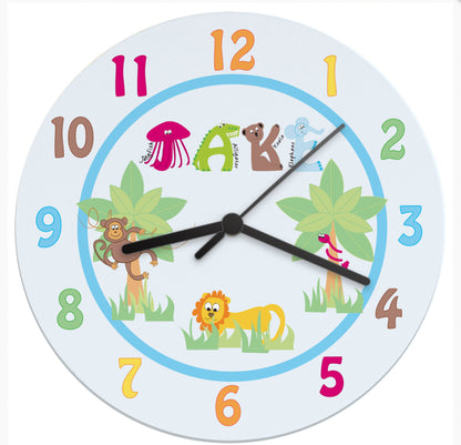 Personalised Blue Animal Alphabet Clock