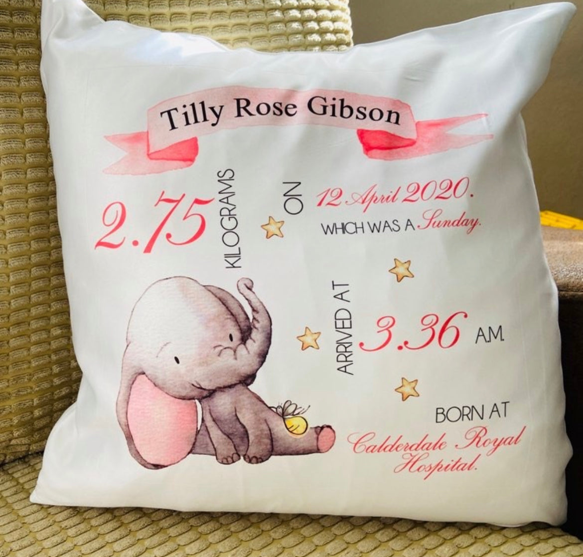 Personalised Birth Stat Cushion