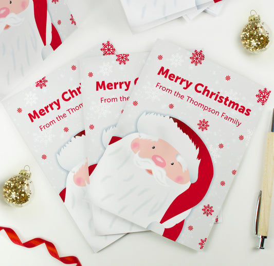 Personalised Pack of 10 Christmas Cards - Santa