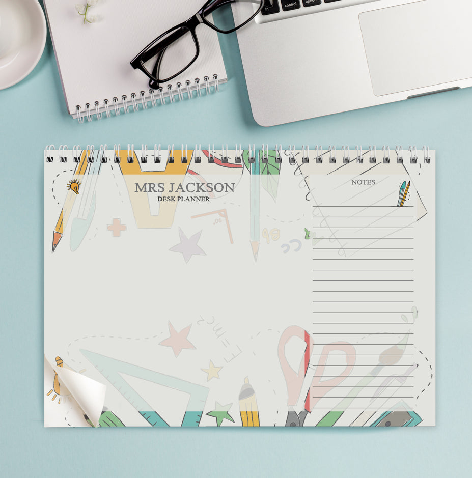 Personalised Teacher A4 Desk Planner