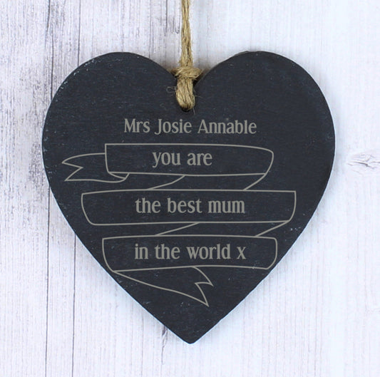 Personalised Garden Bloom Slate Heart Decoration