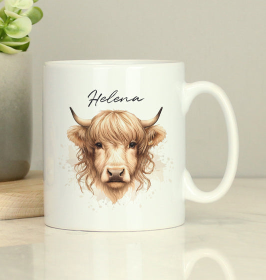 Personalised Highland Cow Mug - Female