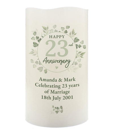 Personalised Botanical Anniversary LED Candle