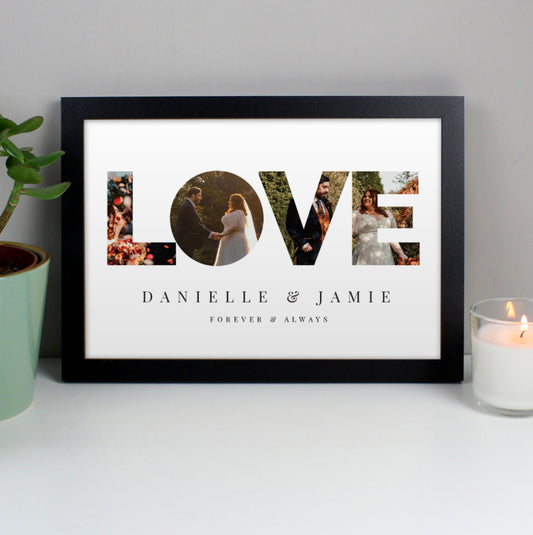 Personalised LOVE Photo Upload Black A4 Framed Print