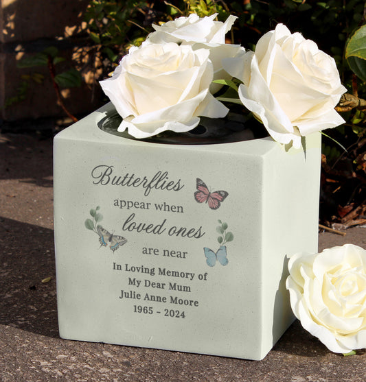 Personalised Butterflies Appear Memorial Vase