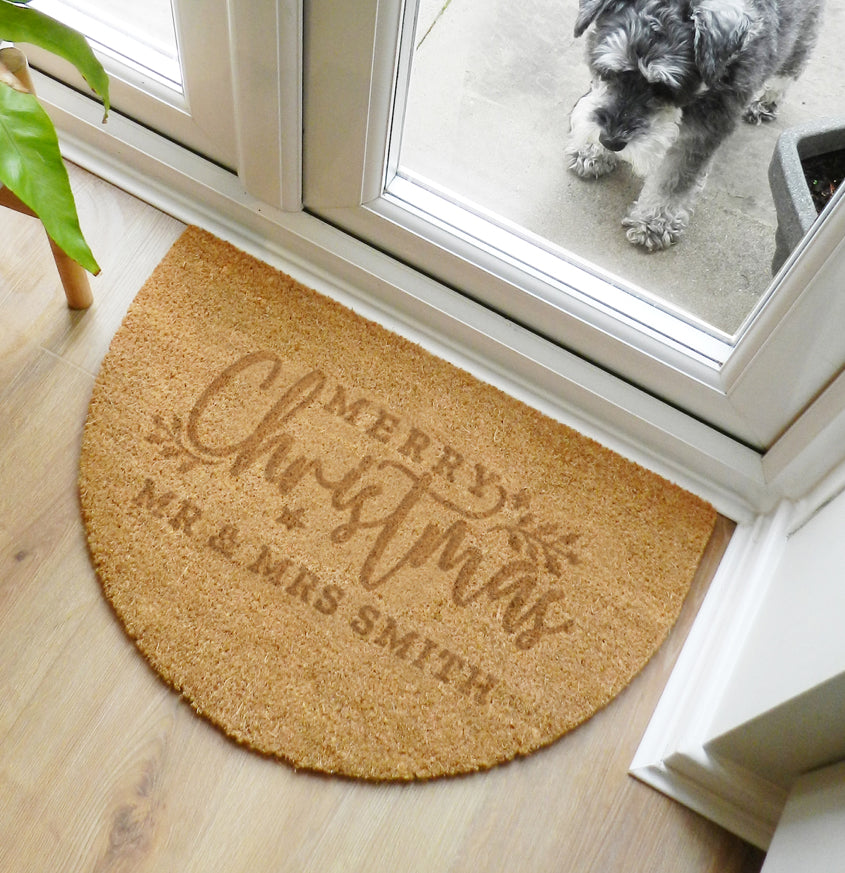 Personalised Christmas Half Moon Indoor Doormat