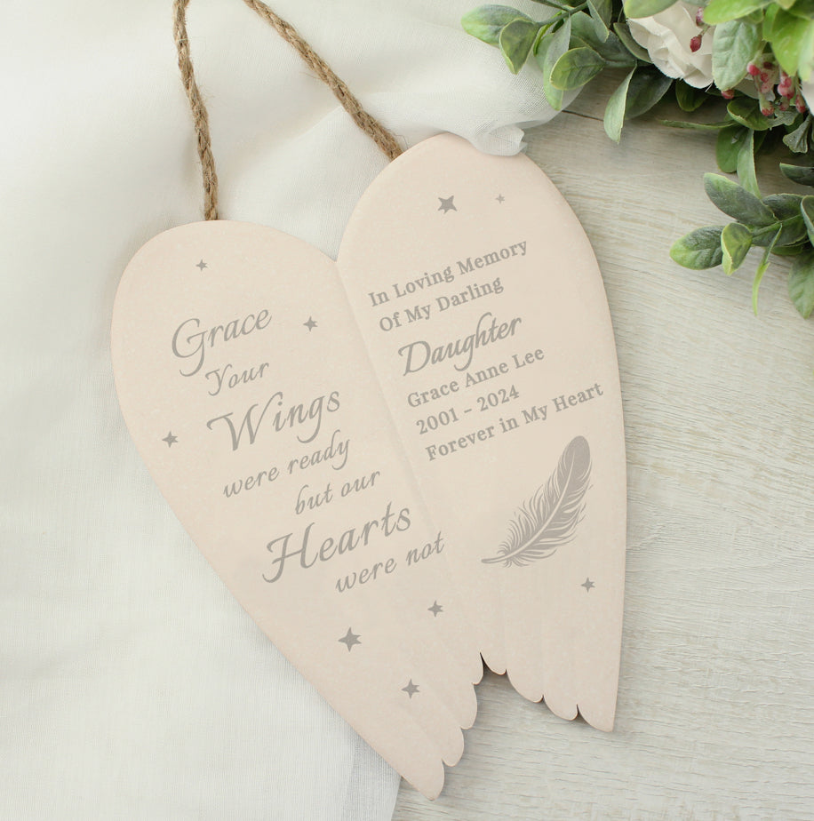 Personalised Memorial Angel Wings Hanging Ornament