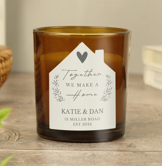 Personalised Home Amber Glass Candle