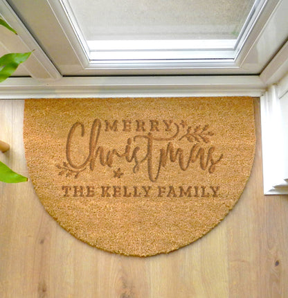 Personalised Christmas Half Moon Indoor Doormat