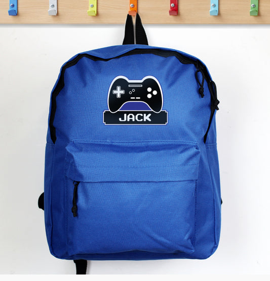 Personalised Gaming Blue Backpack