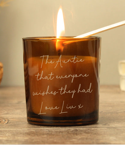 Personalised Engraved Message Amber Glass Candle