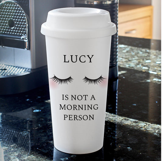 Personalised Eyelashes Insulated Reusable Eco Travel Cup