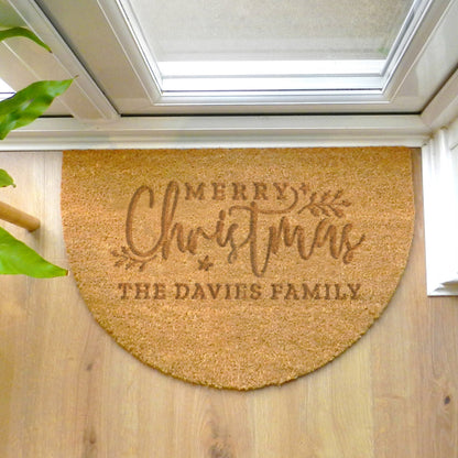 Personalised Christmas Half Moon Indoor Doormat