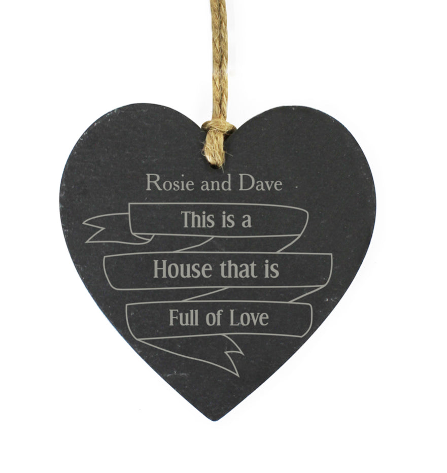 Personalised Garden Bloom Slate Heart Decoration