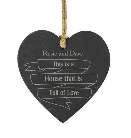 Personalised Garden Bloom Slate Heart Decoration