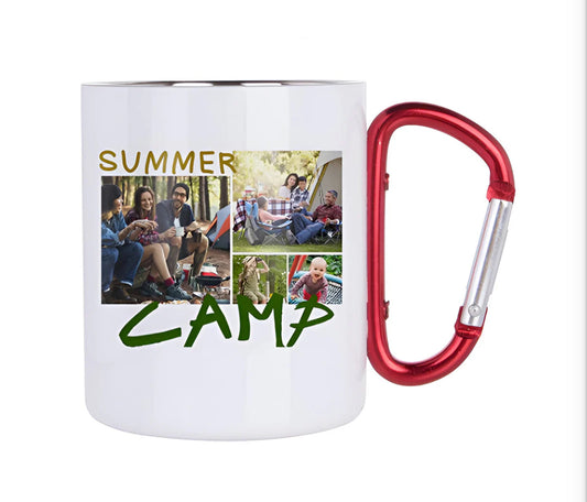 Metal Mug With Red Carabiner Handle