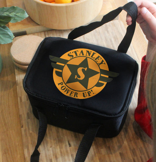 Personalised Badge Black Lunch Bag