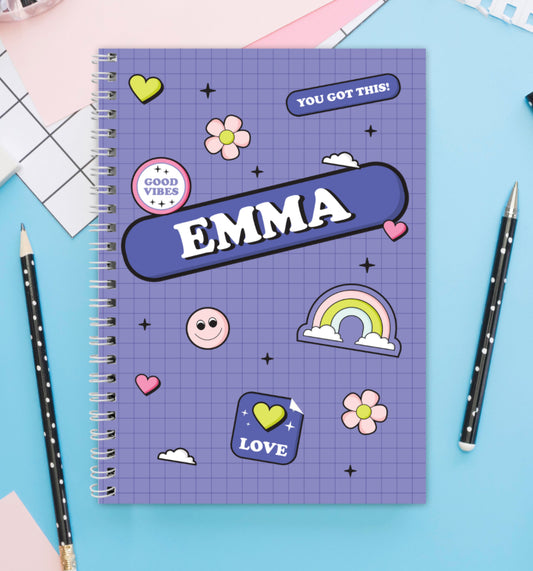 Personalised Good Vibes A5 Notebook