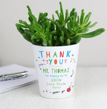 Personalised Thank You Teacher Plant Pot