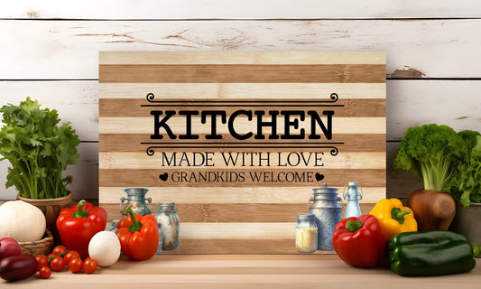 Kitchen Made With Love Glass Chopping Board