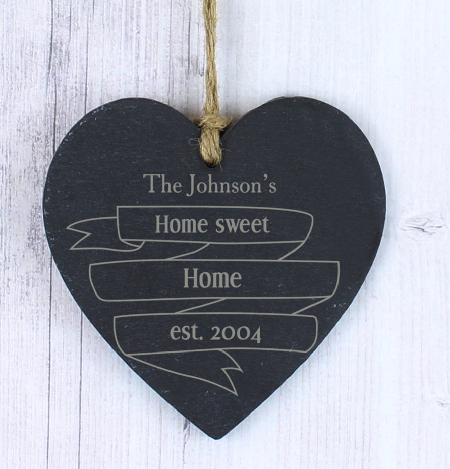 Personalised Garden Bloom Slate Heart Decoration