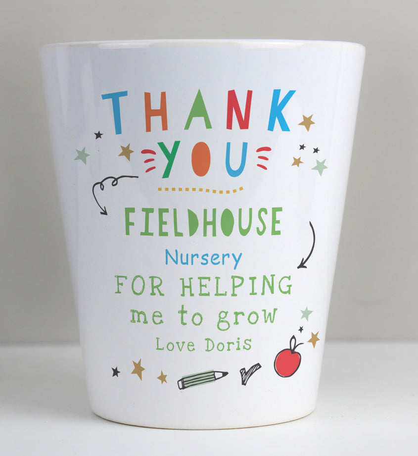 Personalised Thank You Teacher Plant Pot