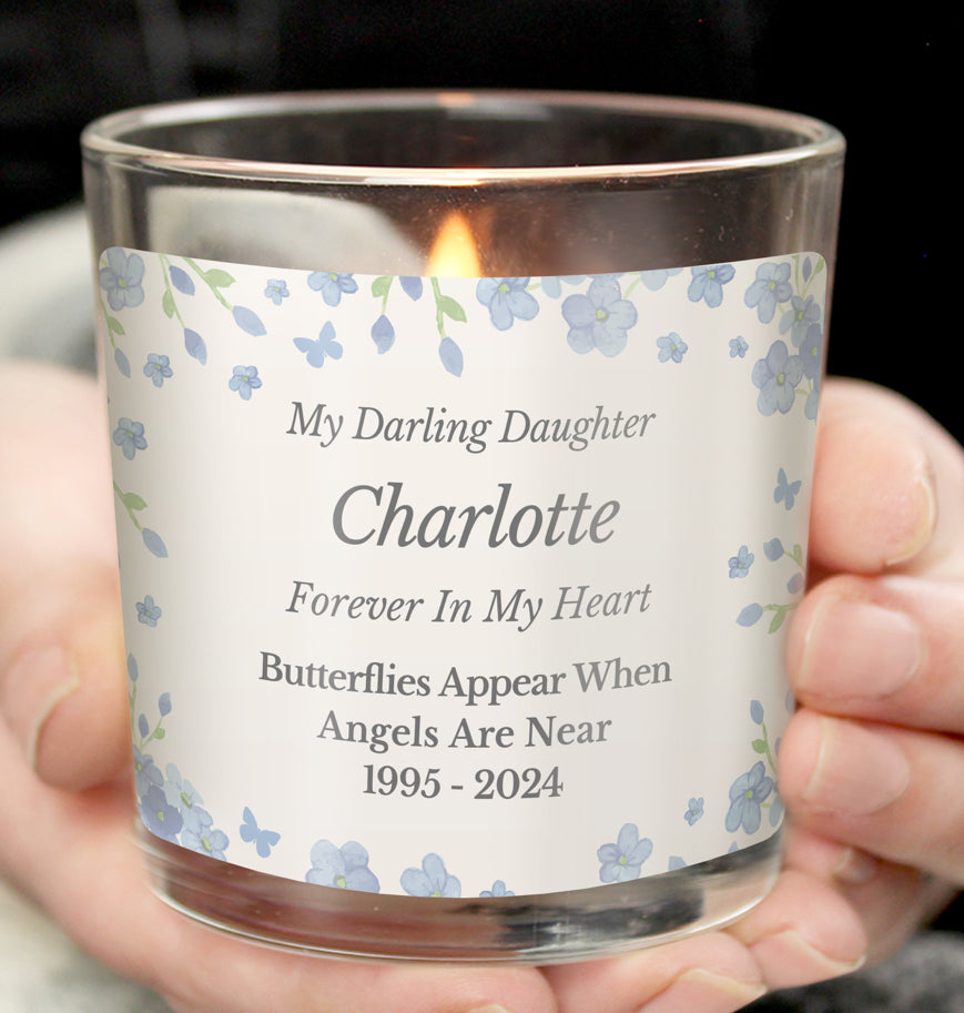 Personalised Memorial Forget Me Not Candle Jar