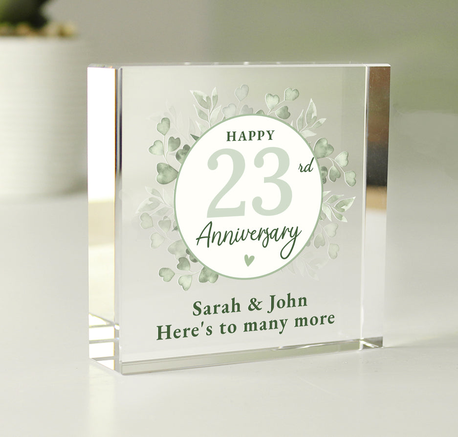 Personalised Botanical Anniversary Crystal Token