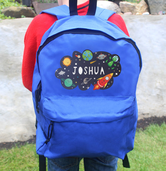 Personalised Space Blue Backpack