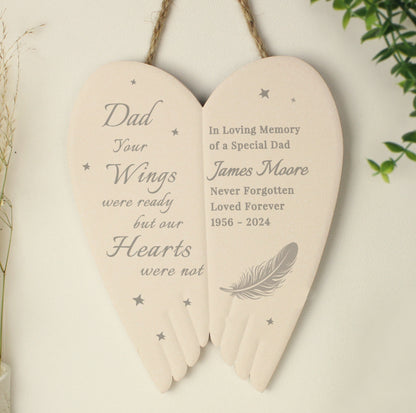 Personalised Memorial Angel Wings Hanging Ornament