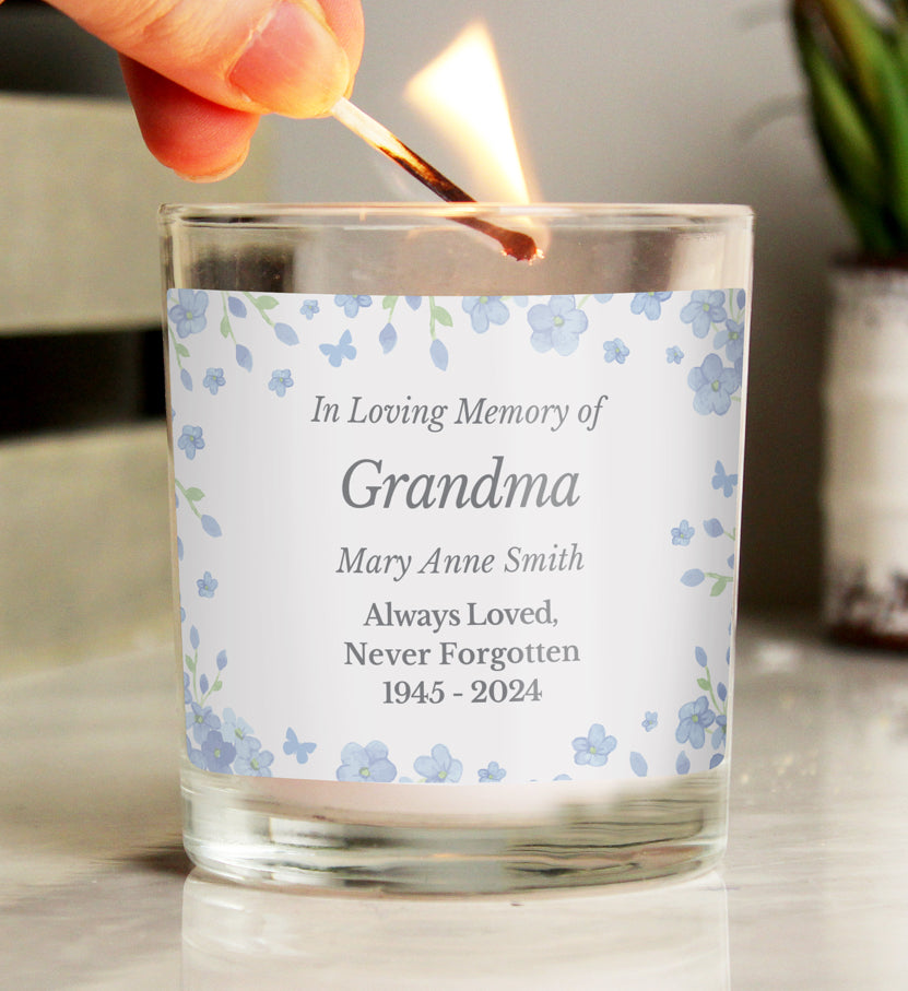 Personalised Memorial Forget Me Not Candle Jar