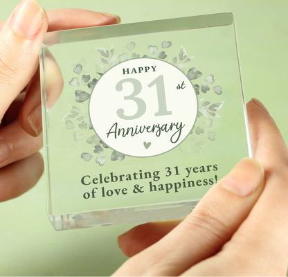 Personalised Botanical Anniversary Crystal Token