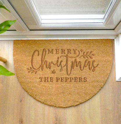 Personalised Christmas Half Moon Indoor Doormat